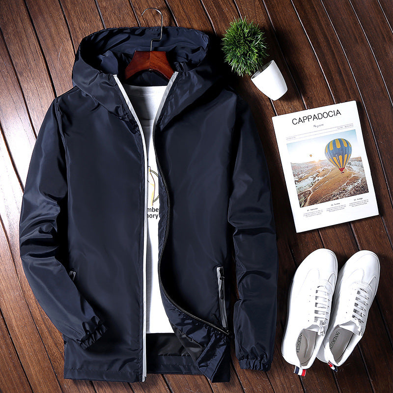 Windbreaker Jacket, Casual Coat with Hood