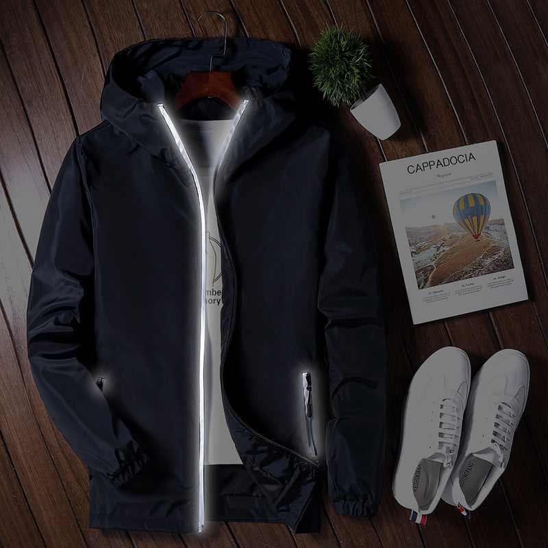 Windbreaker Jacket, Casual Coat with Hood