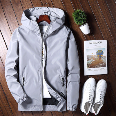 Windbreaker Jacket, Casual Coat with Hood
