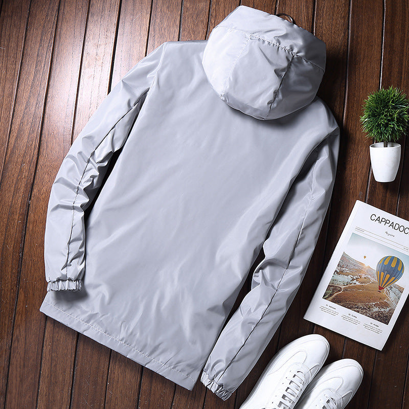 Windbreaker Jacket, Casual Coat with Hood