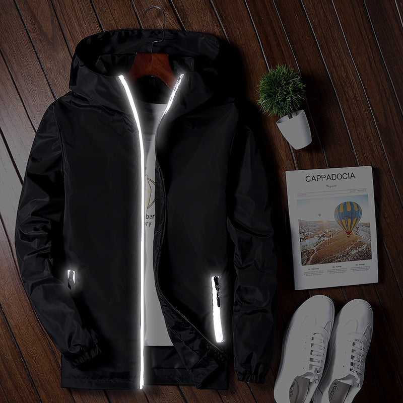 Windbreaker Jacket, Casual Coat with Hood