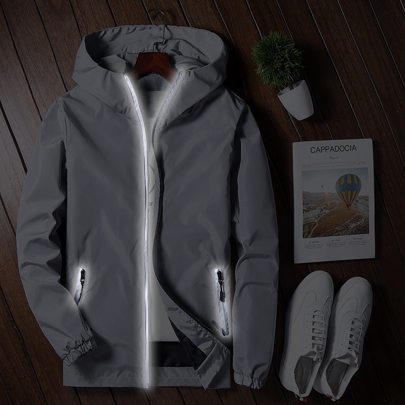 Windbreaker Jacket, Casual Coat with Hood